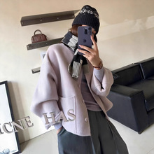 2025双面羊绒大衣女短款秋冬新款圆领宽松小个子单排扣羊毛呢外套