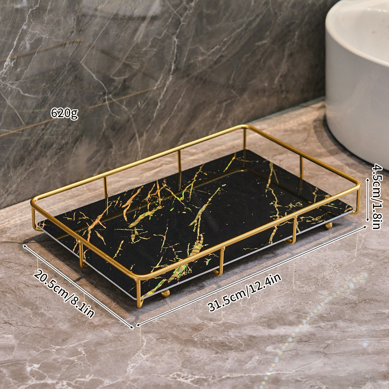 [싱글 레이어] 초대형 욕실 선반 [UV 블랙 골드]]