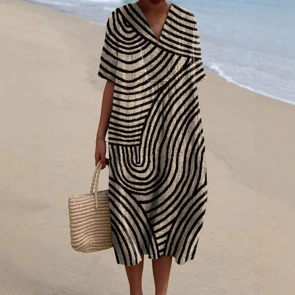 2025 трансграничное независимое платье-рубашка Amazon женское повседневное морское животное с 3D-принтом длинная юбка с рукавами для женщин