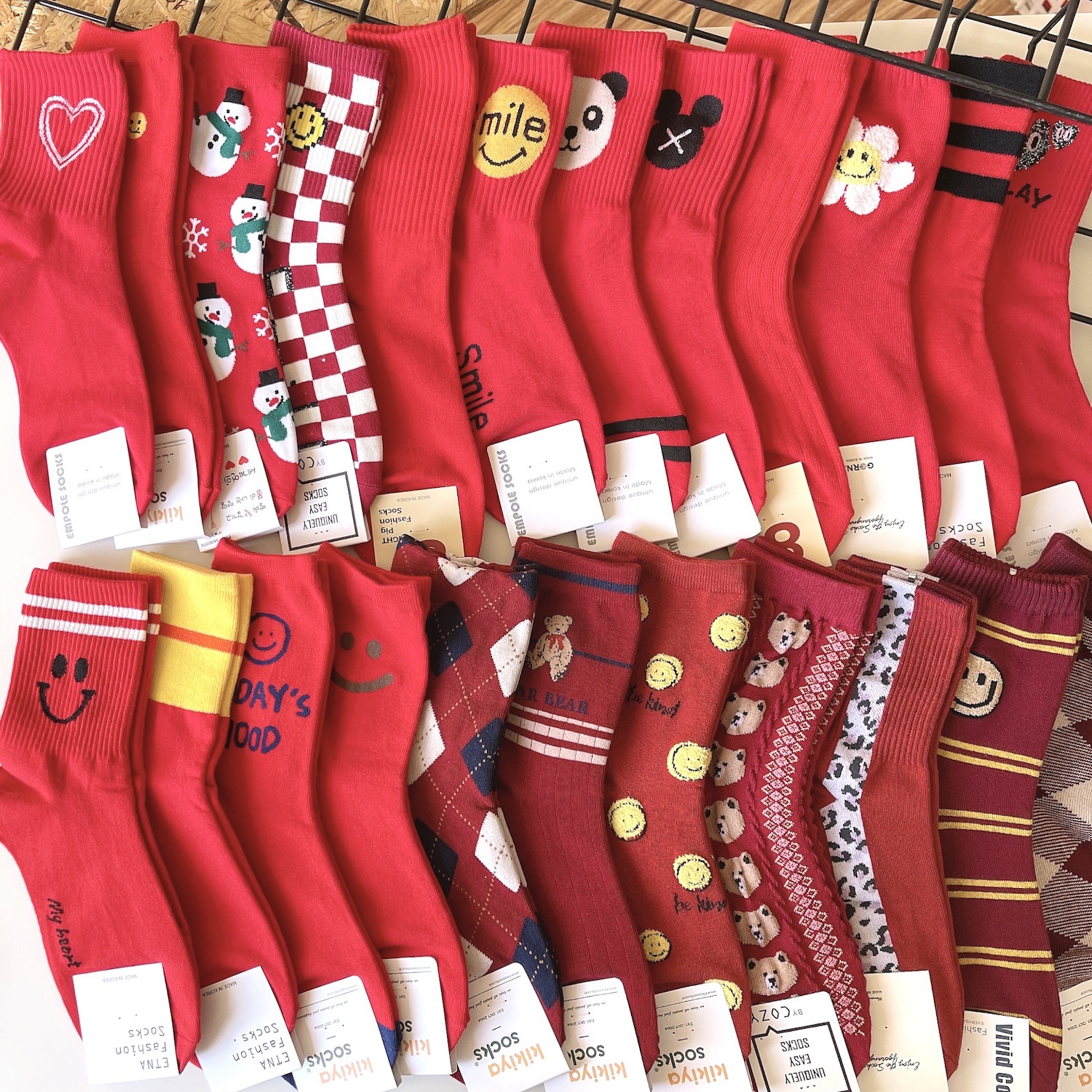 新年红袜子 韩国东大门新款红色袜子1053正红女袜新款新年袜