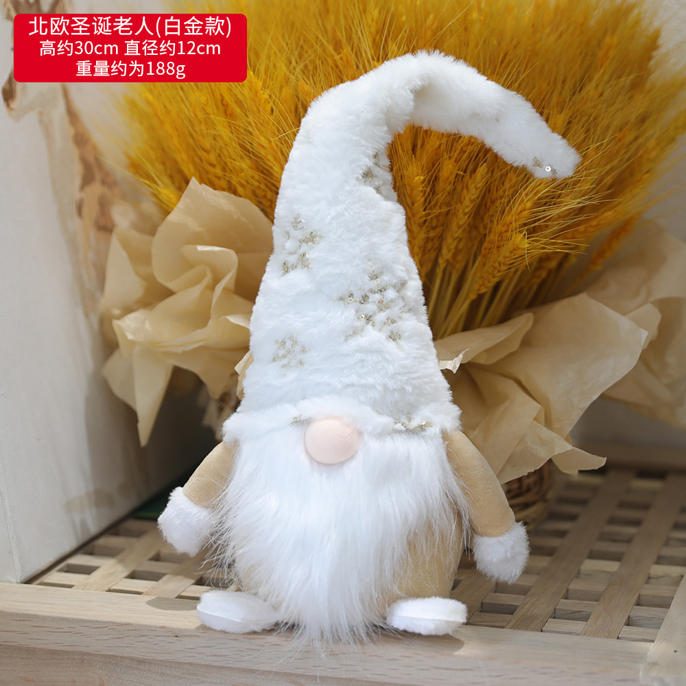 Transfronterizo luminoso Rudolf adornos de Navidad estilo europeo simple muñeca de tela Santa Claus/muñeco de nieve