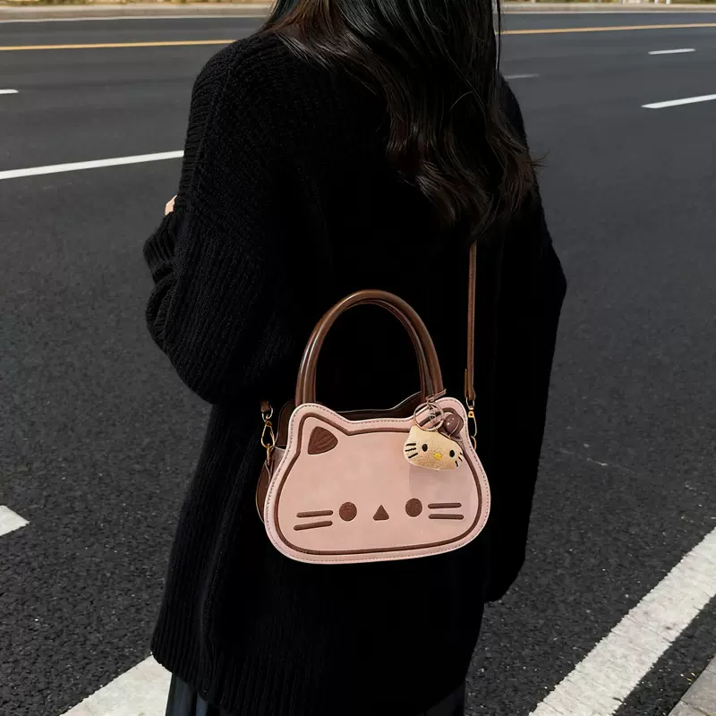 韩版ins可爱小猫单肩包大容量卡通通勤斜跨包时尚百搭手提包包女