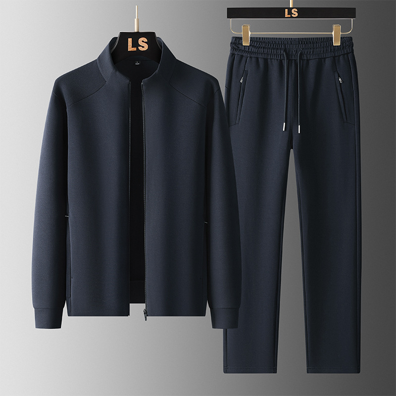 New Autumn and Winter Casual Sports Sweatshirt Set for Men and Women, Group Purchase of Sportswear, Stand-Up Collar Cardigan Two-Piece Set with Fleece Lining