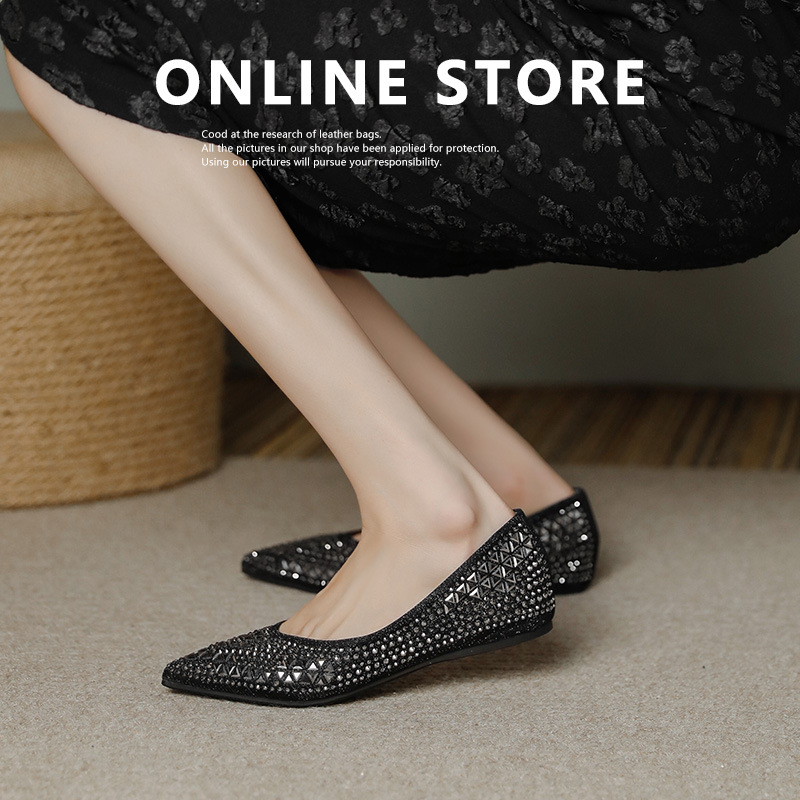 2024 primavera nueva mujer casual versátil suave retro punta de diamante zapatos de mujer zapatos de moda plana