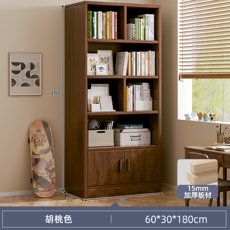 Estantería de madera maciza estantería piso simple gabinete pared sala de estar multi-capa de almacenamiento de los estudiantes estantería casa