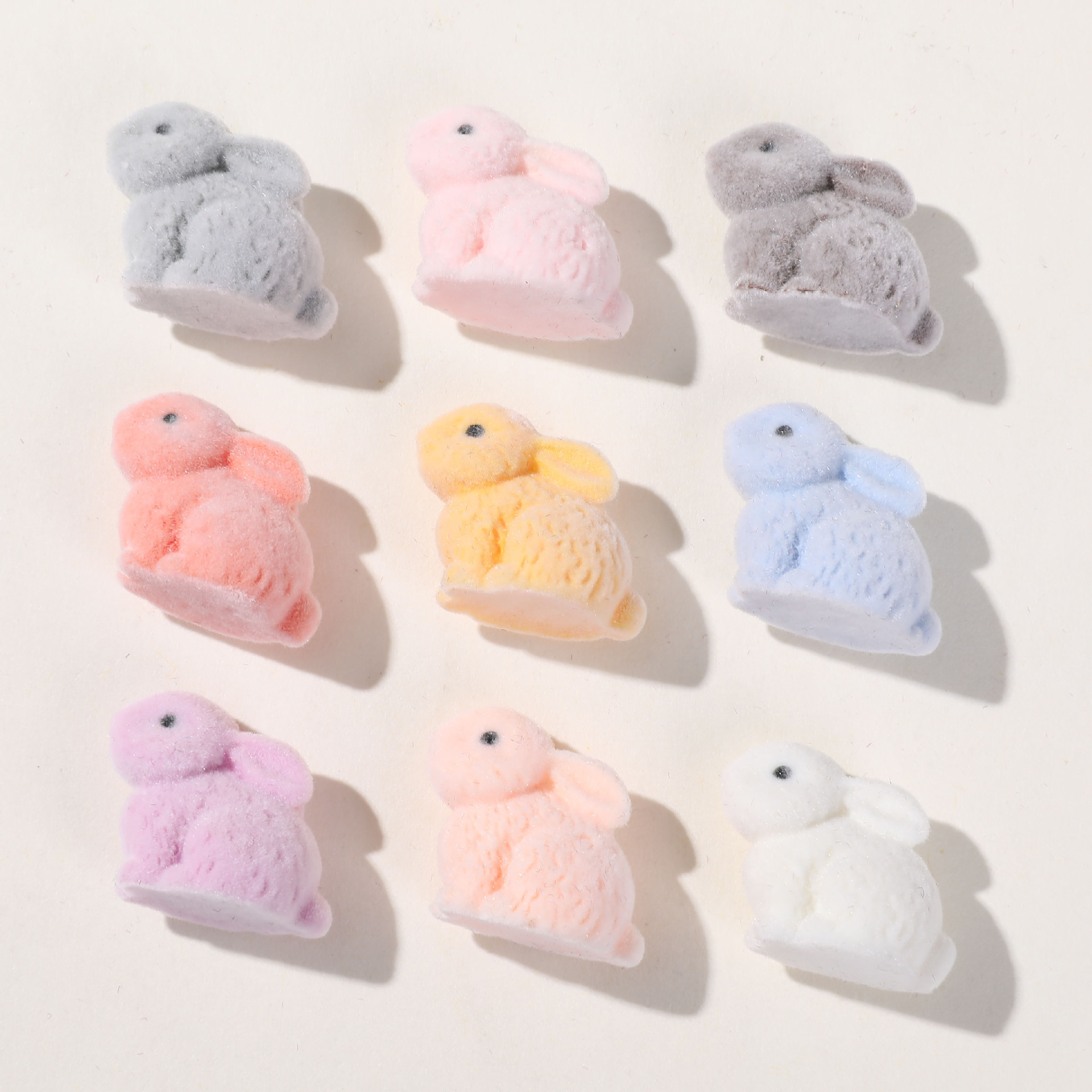 日系甜美可愛植絨毛絨立體小兔子diy樹脂配件髮夾髮飾女材料批發