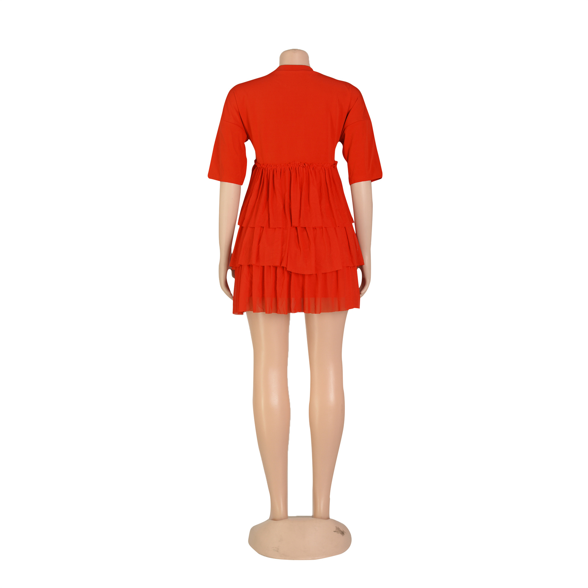Women Clothing Printed Tiered Dress Mesh Dress T shirt Dress Summer
