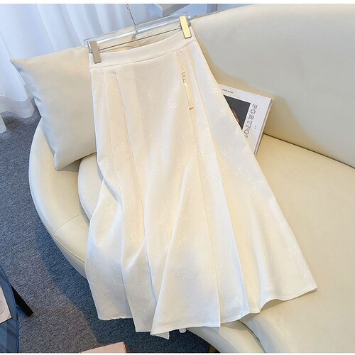 Cherry Blossom Pink Half-Skirt for Women - New Chinese Style Horse-Face A-Line Dress, Spring 2026 New Arrival, Elegant and Versatile
