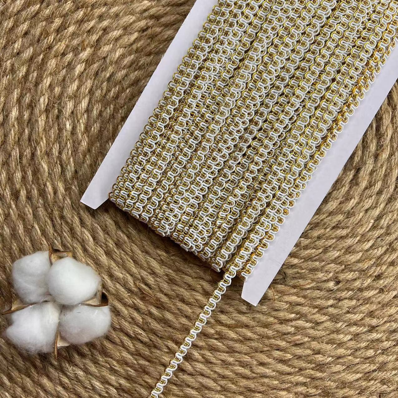 Cinta de Encaje de Hilo Dorado y Plateado de 0.5 cm de Poliéster para Ropa y Manualidades DIY