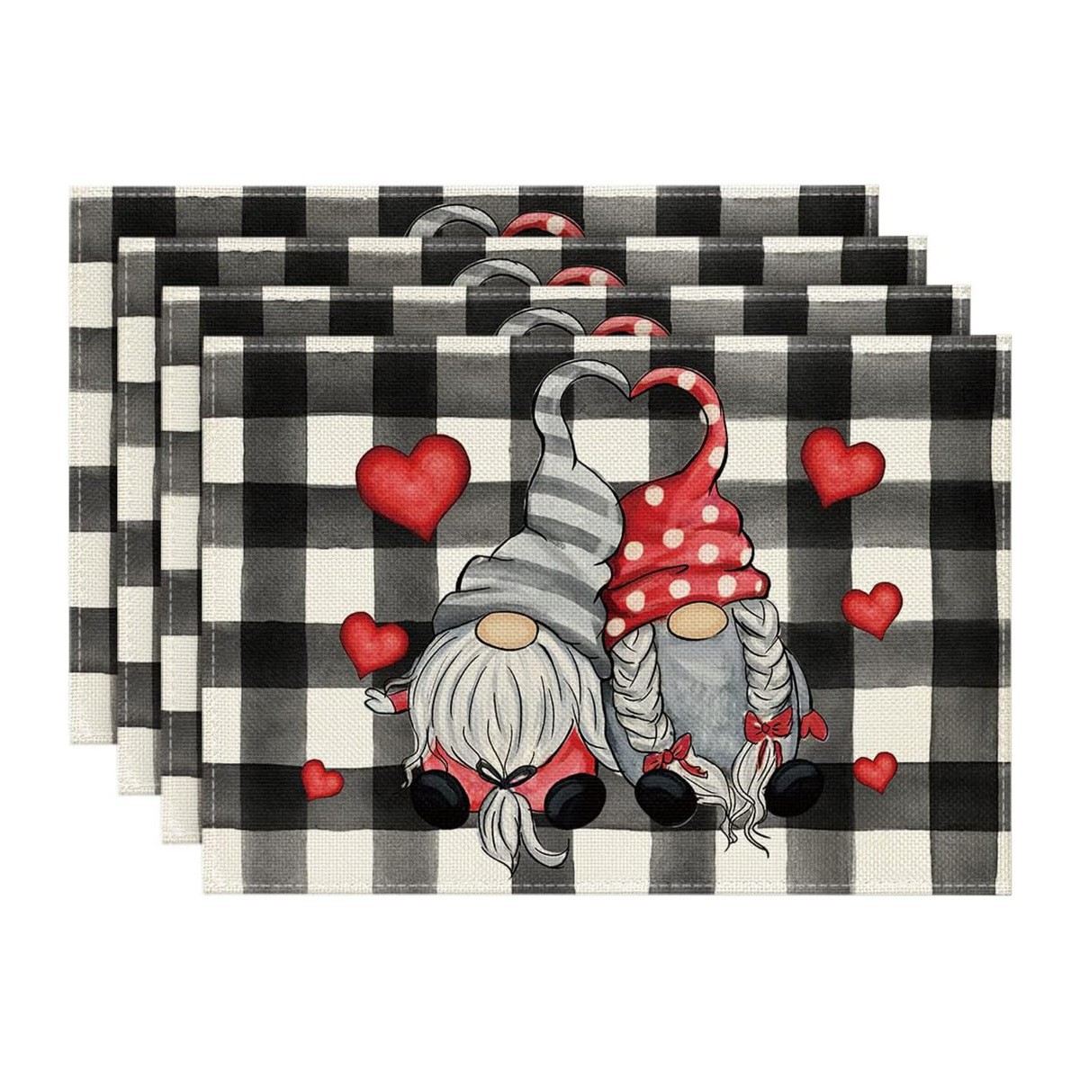 Juego de mantel individual y camino de mesa transfronterizo con estampado de corazones, mantel, tapete aislante térmico, decoración para ambiente festivo, tira larga nórdica para mesa de centro. image 10