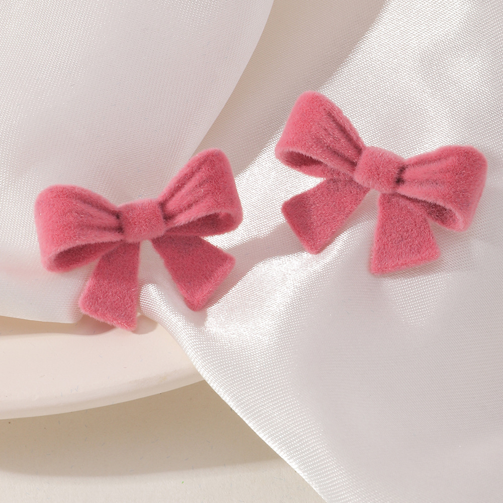 Velvet Plush Bow Cute Earrings Wholesale Jewelry Nihaojewelry display picture 7