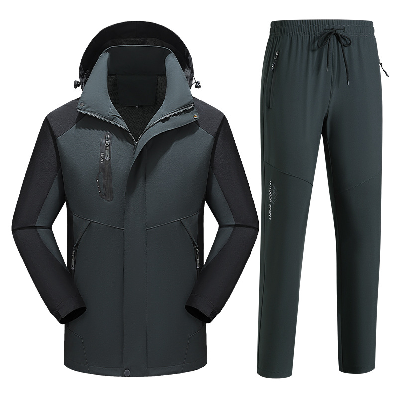 Trajes de asalto de hombre transfronterizos primavera y otoño chaqueta a prueba de viento papá traje deportivo al aire libre para hombres grandes dos piezas set