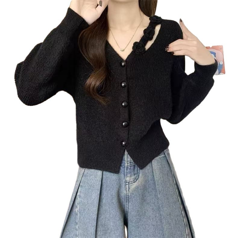2025秋冬新款小香风韩系针织开衫温柔花朵甜美清新法式优质毛衣女|undefined