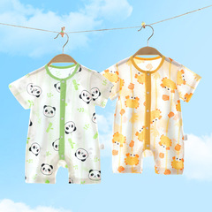 Baby clothes summer pure cotton onesie for infants and toddlers thin short-sleeve T-shirt newborn air-conditioning clothes for outdoor crawling