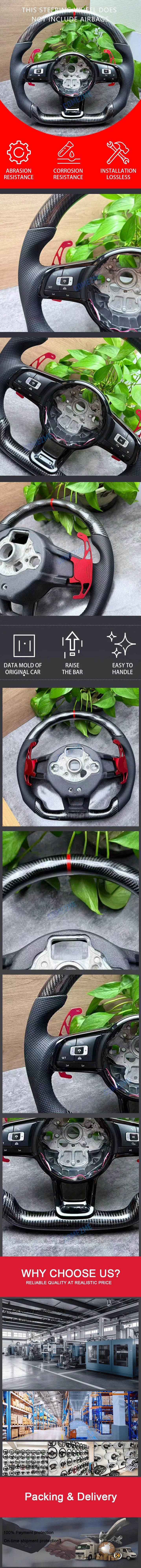 Suitable for Volkswagen MK7 MK6 Golf 7 Polo CC Jetta Tiguan GTI R carbon fiber steering wheel