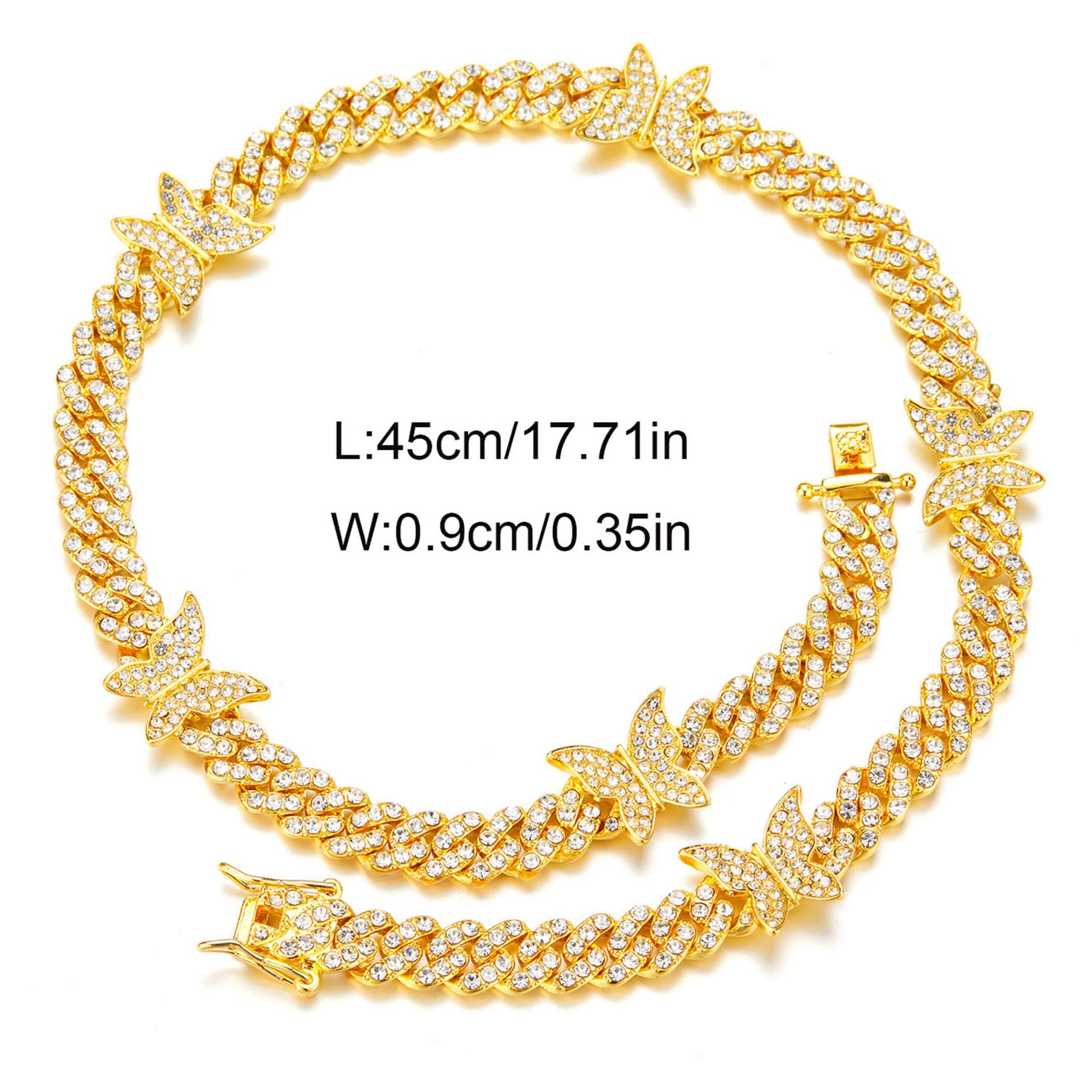 Fashion Butterfly Alloy Inlay Rhinestones Unisex Necklace 1 Piece