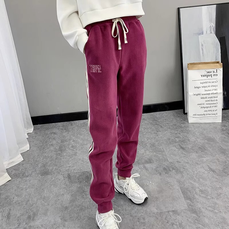Women's Fleece Pants for Home Use in Winter, Fleece Sweatpants, Loose Casual Leggings, High-Waisted Thickened Cuffed Sports Pants