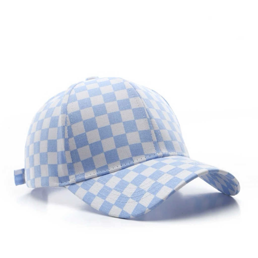 Nuevo sombrero a cuadros negro y blanco sombrero de béisbol de mujer moda coreana versátil sombrero de lengua casual sombrero de sombrero de verano para hombres