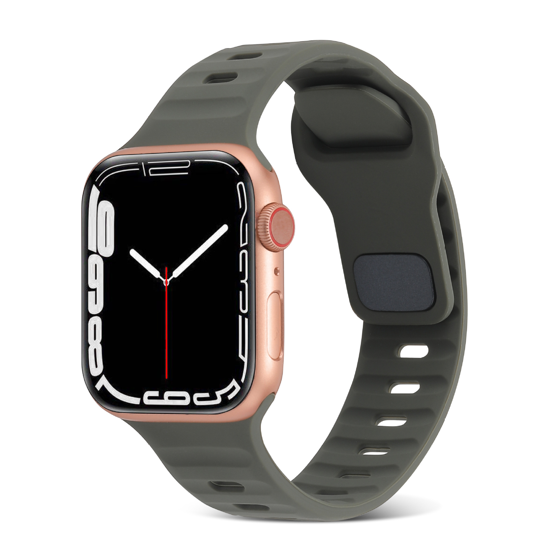 アップルiwatchスマート腕時計バンド345678se運動通気黒角ボタン逆ボタンシリカゲルリストバンド