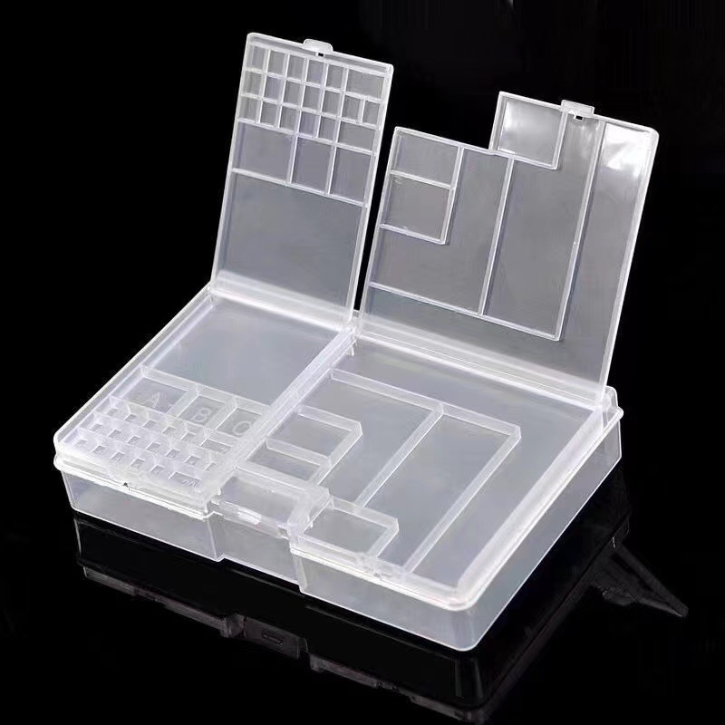 手机维修工具双层收纳盒螺丝主板IC芯片电子零件元件盒透明塑料盒