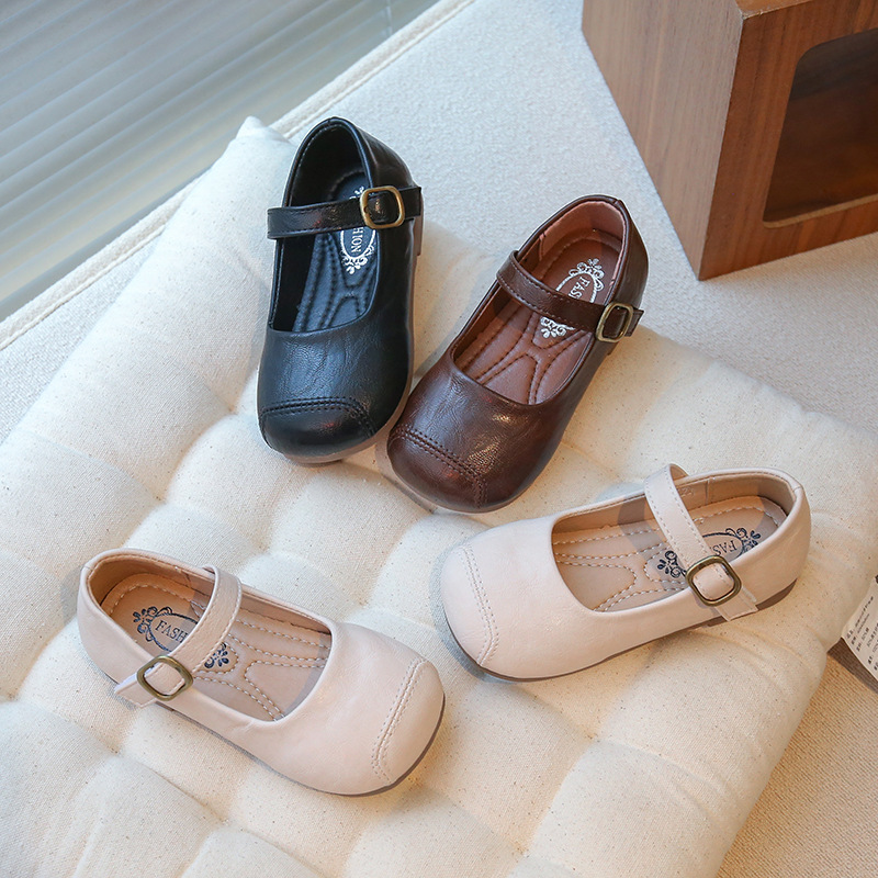 Zapatos de cuero para niñas, primavera y otoño 2026, nuevos zapatos de princesa elegantes para niñas, mocasines de suela blanda, zapatos Mary Jane.