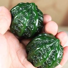 天然新疆籽料和田玉白玉核桃手把菠菜碧玉健身球手球玉石核桃雕刻