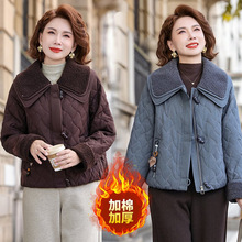 冬季中老年妈妈装简约百搭短款棉衣大码女装高档休闲宽松保暖棉服