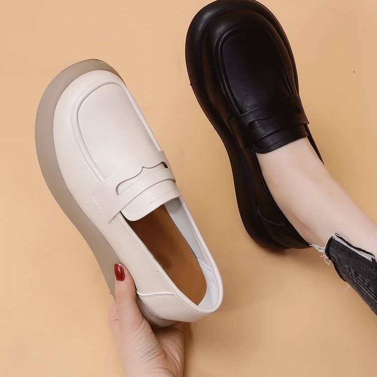 Primavera y otoño nuevos zapatos individuales realmente suaves zapatos de música planos para mujer zapatos de trabajo de cercanías suela blanda suela suave suela de tendón de res zapatos de cuero madre
