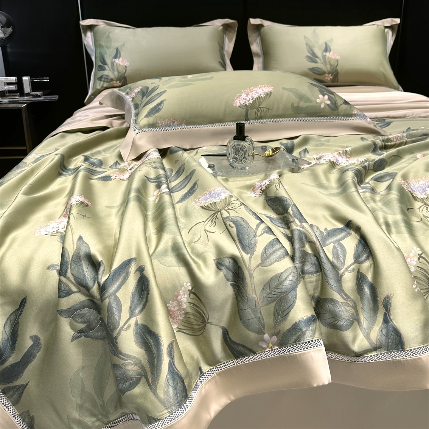 120 PCs Machine Washable Lanjing Tencel Summer Cool Quilt Digital Printed Summer Quilt Four-Piece Set Lyocell Air Conditioning Summer Quilt Core
