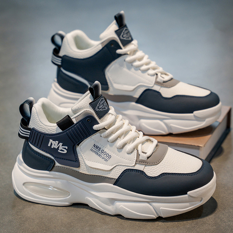 2025 Autumn Men's Shoes New Breathable Youth High-Top Sports Shoes Trendy Versatile Thick-Soled Casual Dad Shoes for Men