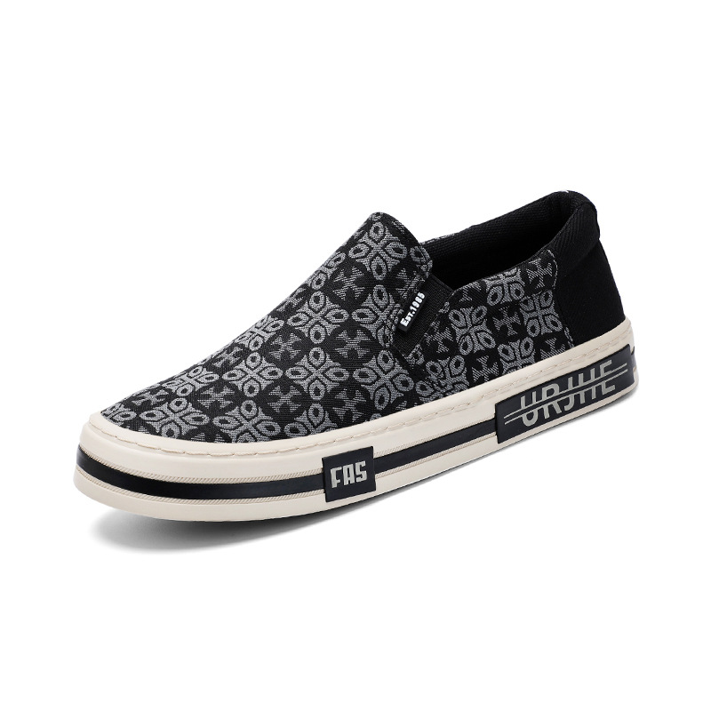 25817 Spring New Trendy Versatile Slip-On Lazy Canvas Shoes Comfortable Casual Shoes Korean Style Fashionable Men's Shoes