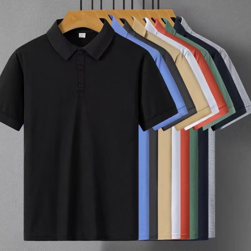 Camiseta de manga corta de solapa de 9 colores camisa de polo de los hombres de verano suelta más tamaño de color sólido herramientas de publicidad logotipo impreso ropa de trabajo