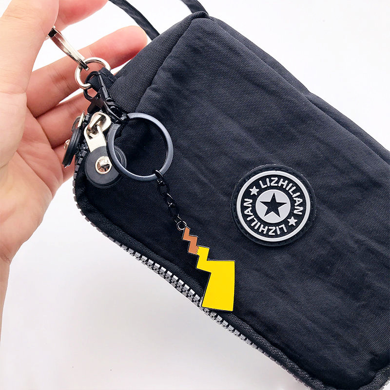 ins japoneses y coreanos lindos colgantes de cola metálica relámpago llaveros bolsas escolares parejas colgantes de moda