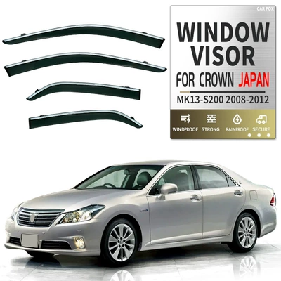 deflector CROWN Window visor, Rain shield - standard-packing-without-logo-crown-japanese-version-mk13-s200-2008-2012-ps-rain-shield-with-bright-strips-corner-protection