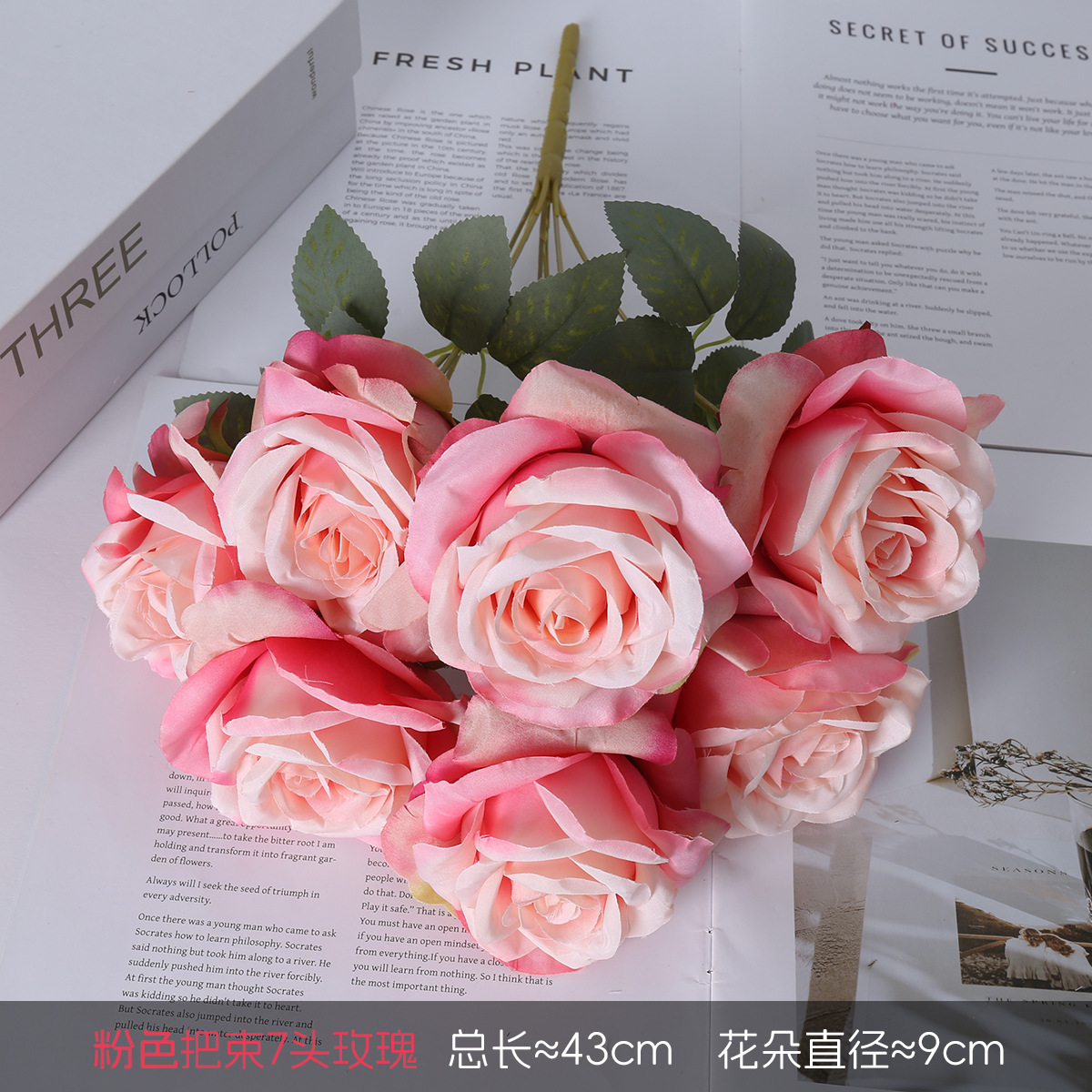 Simulación de 7 flores falsas de rosa princesa escritorio sala de estar DIY decoración de la habitación de bodas de mano accesorios de fotografía de flores