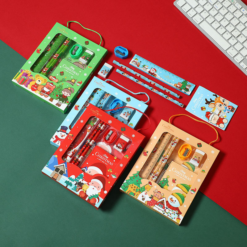 New Christmas student stationery gift box set Children's Christmas small gift gift prize portable six-piece set