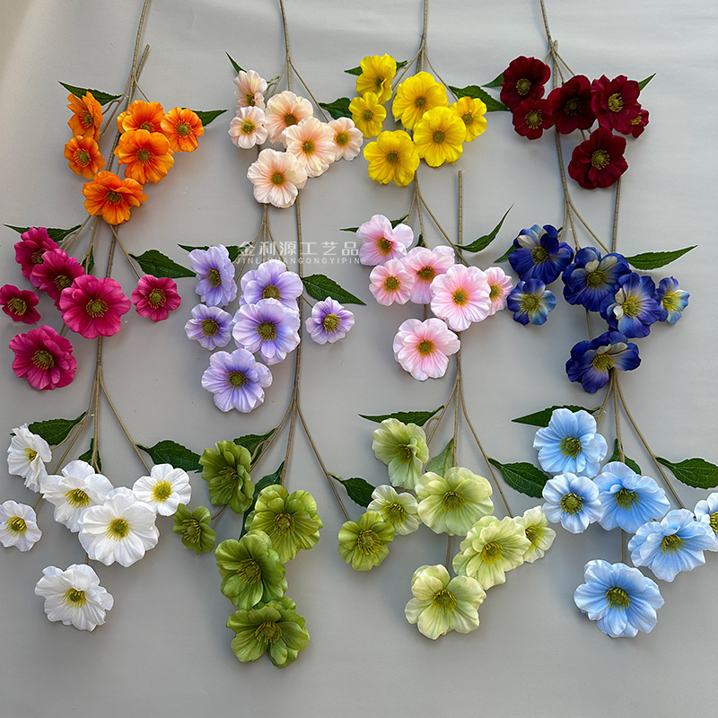 Wedding fake flower decoration 6 head butterfly flower wedding hall flower material wholesale dog tooth flower 58cm long Wedding fake flower decoration 6 head butterfly flower wedding hall flower material wholesale dog tooth flower 58cm long