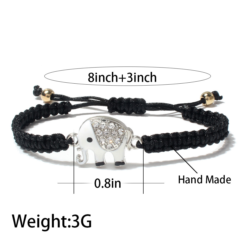 fashion hand-woven multi-color red rope elephant copper bracelet