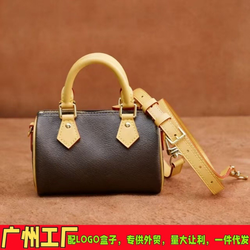 New Foreign Trade Model Speedy Nano Pillow Bag Mini Boston Genuine Leather Shoulder Crossbody Handbag for Women