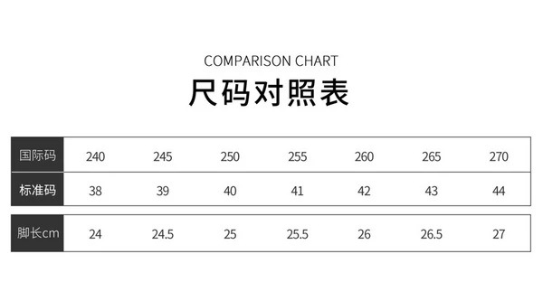 男鞋尺码表