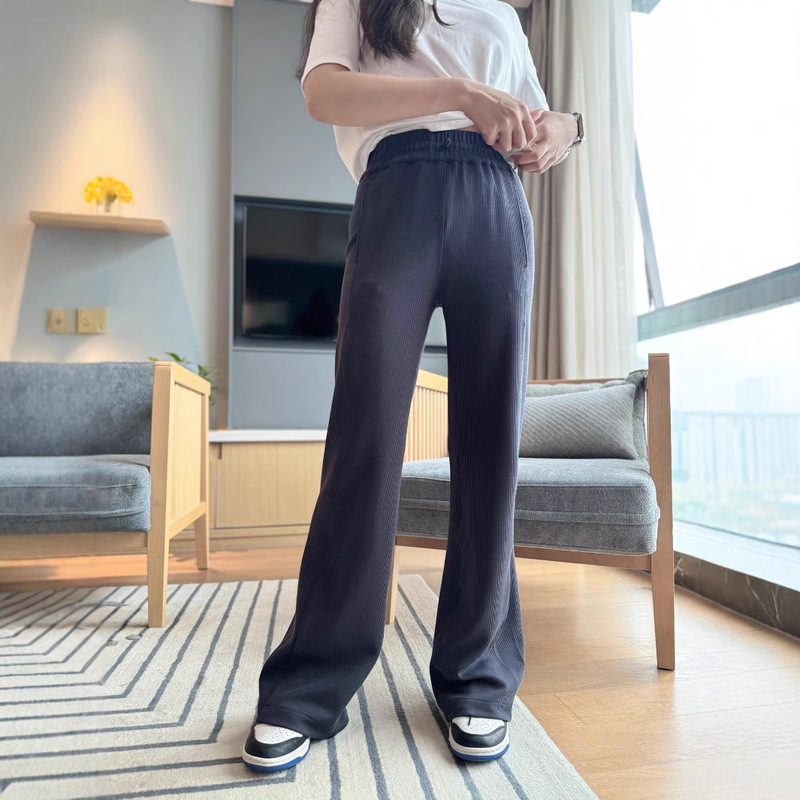 Lulu's Same Style Softstreme Ribbed Mid-Waist Slimming Look Straight Wide-Leg Versatile Casual Yoga