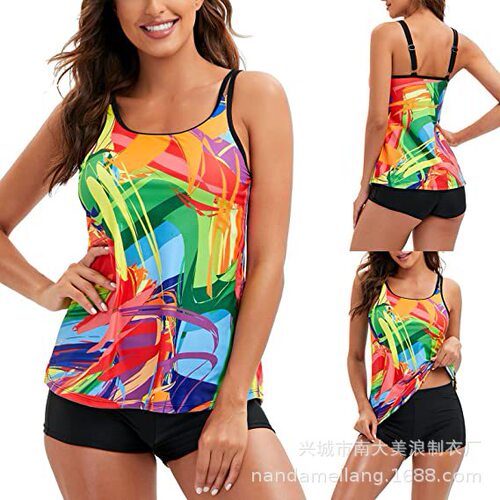 2025 Large Size Square Leg Four-Way Women's One-Piece Swimsuit Swimwear Bikini Origin Bikini