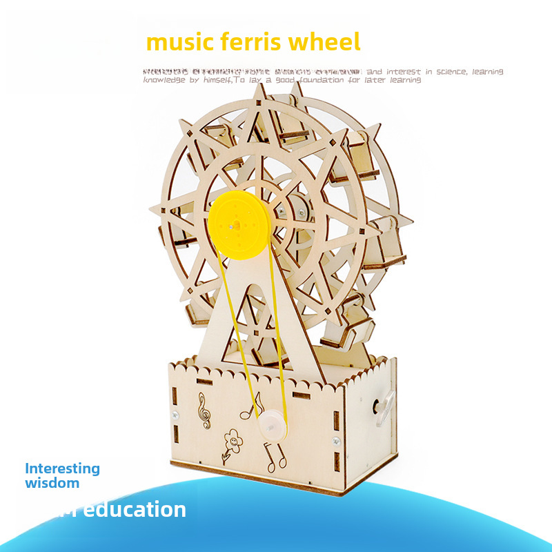 Steam, wooden rotating music Ferris wheel for students, equipment, DIY, science, mini experiment, makes sounds, training