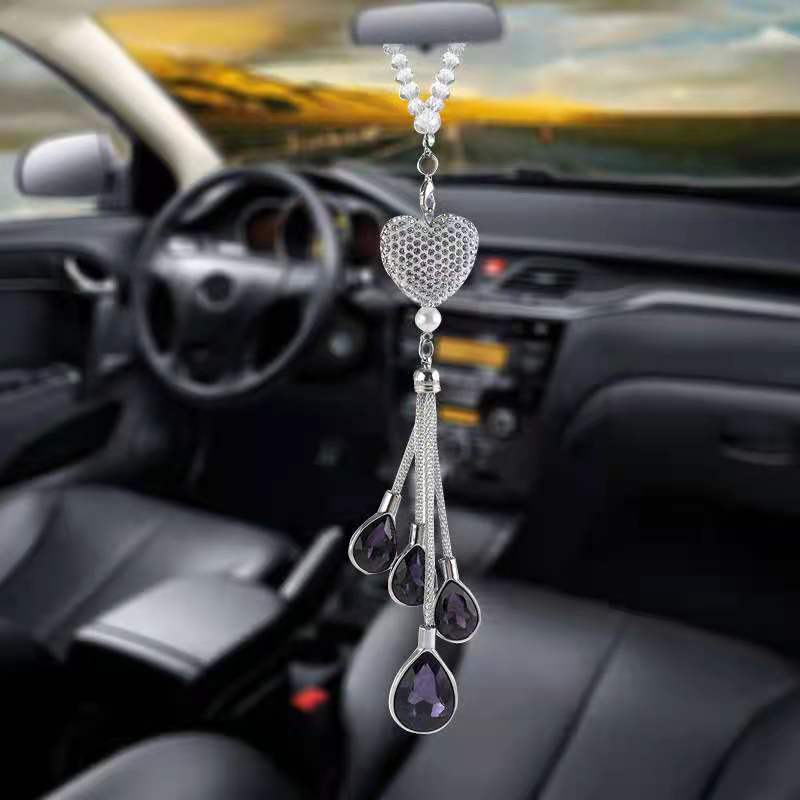 Coche colgante espejo retrovisor colgante coche cristal interior colgante aleación metal decorativo rhinestone transfronterizo Amazon image 5