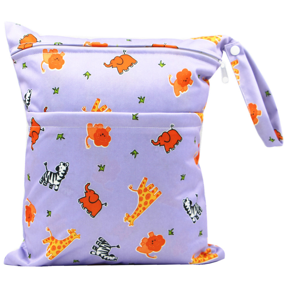Bolsa de pañales Asenappy Impresión digital bebé doble cremallera impresión impermeable bolsa de pañales aplicación económica