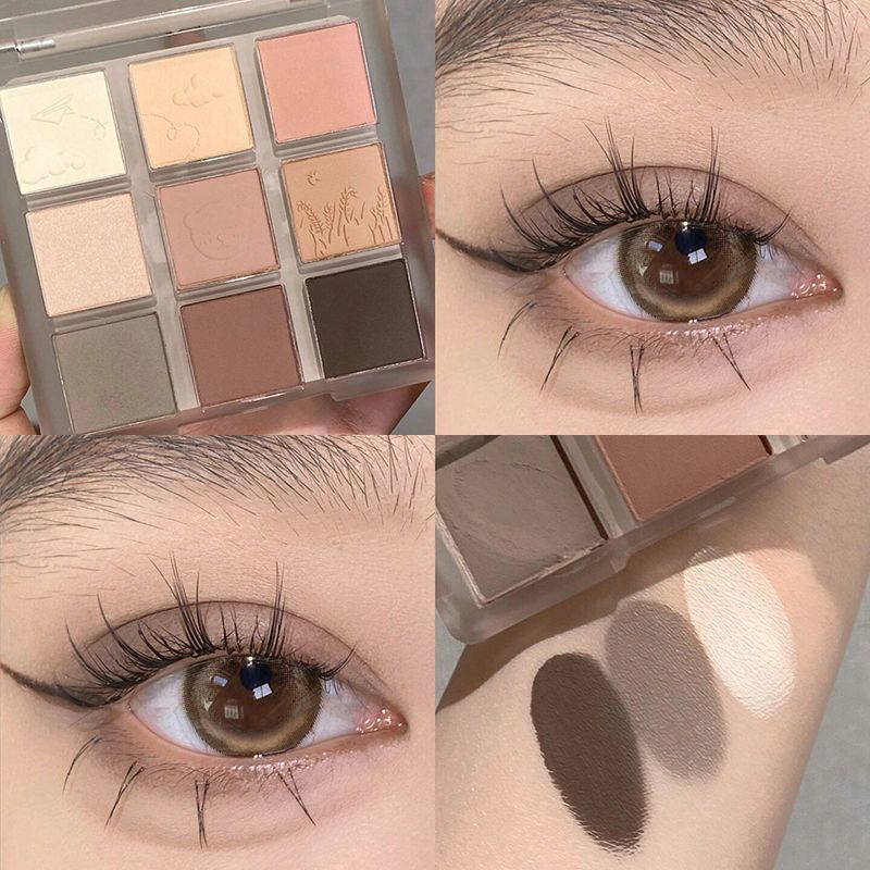 [Dropshipping] Earth-Toned 9-Color Matte Eyeshadow Palette, Low Saturation Earth Tones, Multi-Functional Eyeshadow Palette for Full Face Application