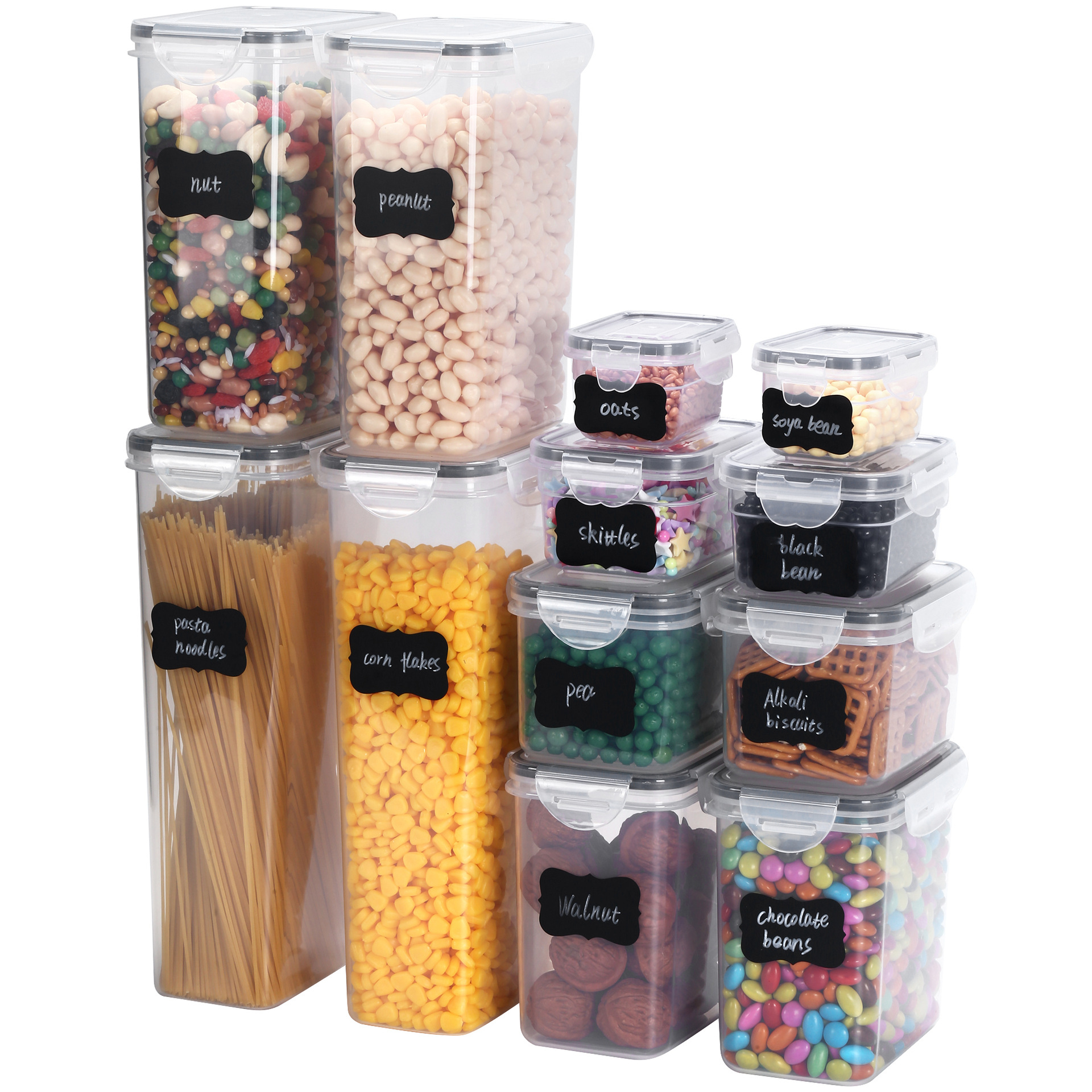 piece Sealed Set Kitchen Crisper Food Grade PP Box Grains Transparent Plastic Storage Jar_voghion.com