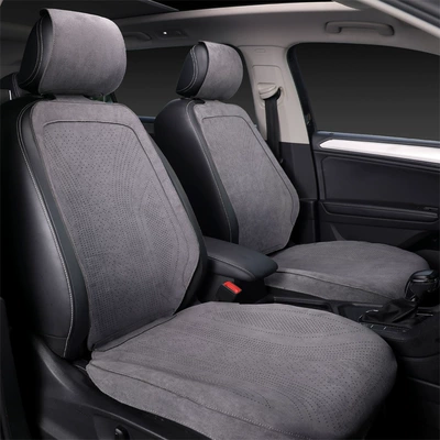 all seasons, breathable saddle-style car | Seat cushion, seat cover - truffle-gray-front-driver-and-passenger-seats