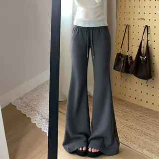 灰色微喇运动裤女2026新款秋季高腰显瘦马蹄卫裤休闲小个子喇叭裤