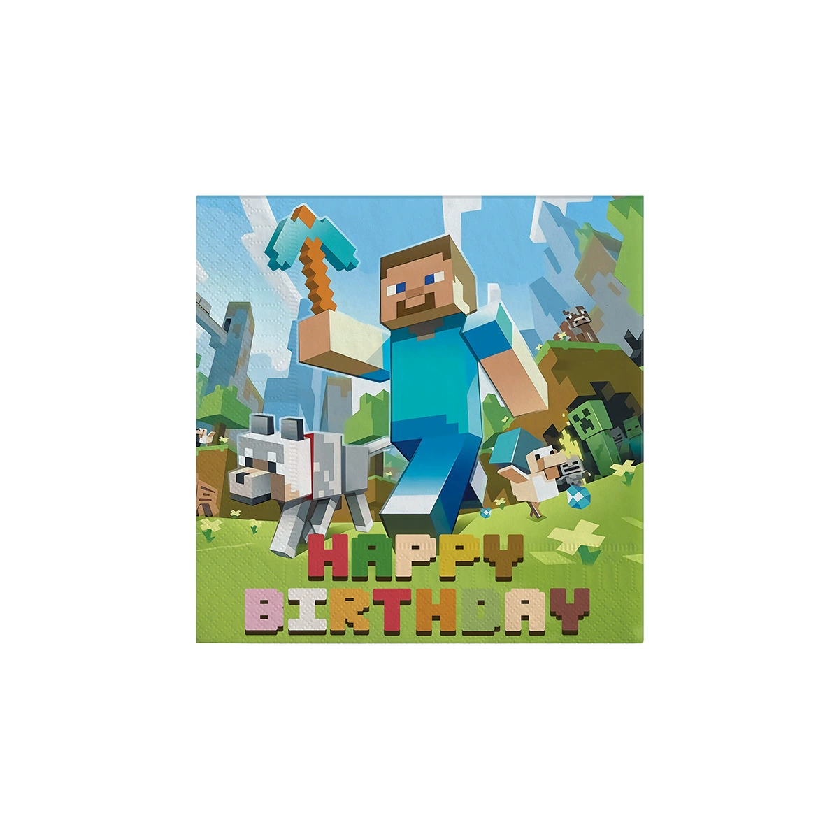 Праздничная посуда и набор для декора, набор в стиле Minecraft: день рождения, бумага и латекс, 4 варианта